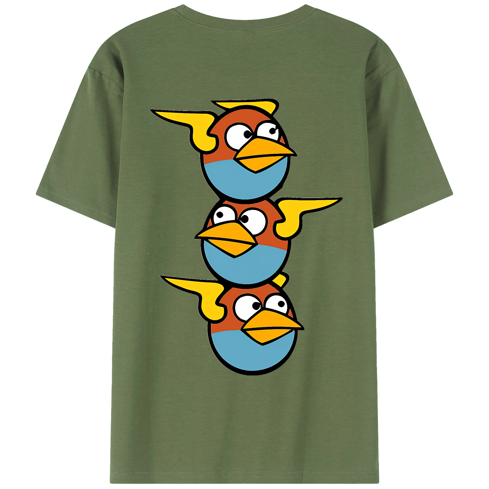（画像用） Angry Birds アングリーバード 綿100％ メンズ半袖Tシャツ（バックプリント） 通気性